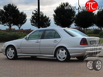 8 299 р. Пороги накладки AMG Mercedes-Benz C-Class W202 дорестайлинг седан (1993-1997) (Неокрашенные)  с доставкой в г. Калуга