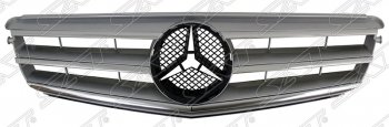 6 449 р. Решётка радиатора SAT (под эмблему) Mercedes-Benz C-Class W204 дорестайлинг седан (2007-2011) (Неокрашенная)  с доставкой в г. Калуга. Увеличить фотографию 1