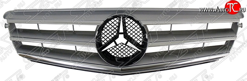6 449 р. Решётка радиатора SAT (под эмблему)  Mercedes-Benz C-Class  W204 (2007-2015) (Неокрашенная)  с доставкой в г. Калуга