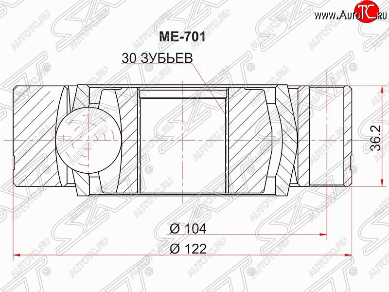 2 469 р. Шрус (внутренний) SAT (30*122 мм)  Mercedes-Benz Vito  W638 (1996-2003)  с доставкой в г. Калуга