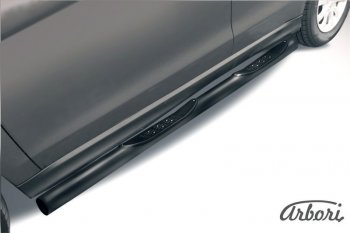 Защита штатных порогов Arbori (с проступью, черная, d76 mm). Mitsubishi ASX 1-ый рестайлинг (2013-2016)