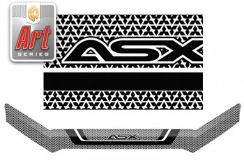 2 349 р. Дефлектор капота CA-Plastiс  Mitsubishi ASX (2010-2020) (Серия Art графит)  с доставкой в г. Калуга. Увеличить фотографию 1