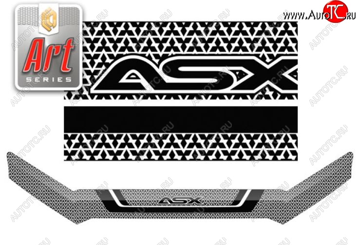 2 349 р. Дефлектор капота CA-Plastiс  Mitsubishi ASX (2010-2020) (Серия Art графит)  с доставкой в г. Калуга