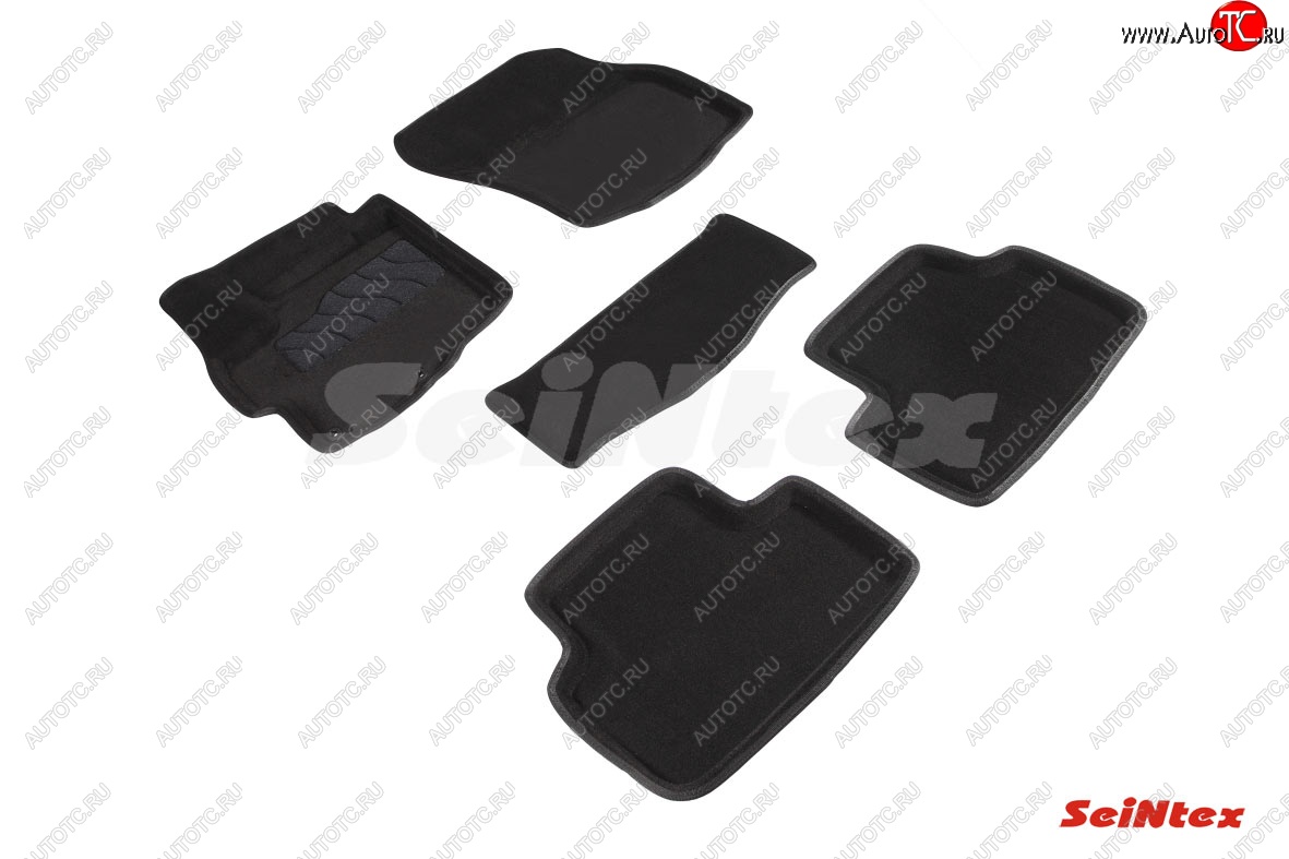 4 099 р. Комплект ворсовых ковриков в салон Seintex (3D) Mitsubishi ASX дорестайлинг (2010-2012) (Черный)  с доставкой в г. Калуга