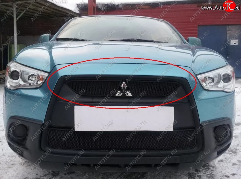 3 799 р. Защитная решётка в воздуховод автомобиля Russtal (черная) Mitsubishi ASX дорестайлинг (2010-2012)  с доставкой в г. Калуга