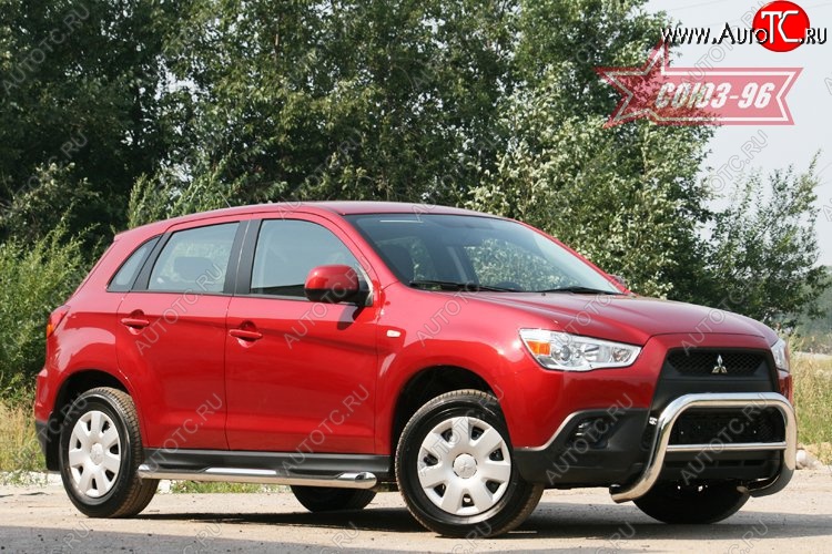 10 934 р. Защита переднего бампера Souz-96 (d76) Mitsubishi ASX дорестайлинг (2010-2012)  с доставкой в г. Калуга