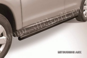9 199 р. Защита порогов Slitkoff  Mitsubishi ASX (2010-2012) (Цвет: серебристый)  с доставкой в г. Калуга. Увеличить фотографию 1