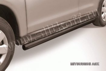 9 999 р. Защита порогов Slitkoff  Mitsubishi ASX (2010-2012) (Цвет: серебристый)  с доставкой в г. Калуга. Увеличить фотографию 1