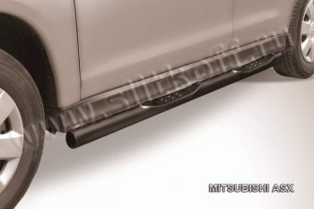 11 249 р. Защита порогов Slitkoff  Mitsubishi ASX (2010-2012) (Цвет: серебристый)  с доставкой в г. Калуга. Увеличить фотографию 1