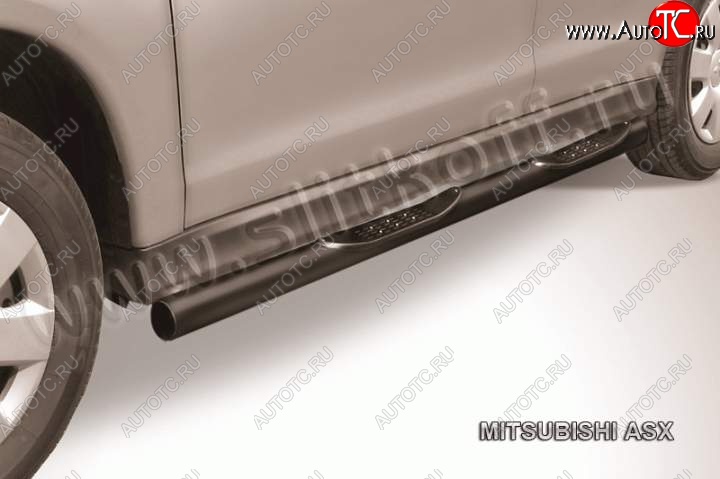 11 249 р. Защита порогов Slitkoff  Mitsubishi ASX (2010-2012) (Цвет: серебристый)  с доставкой в г. Калуга