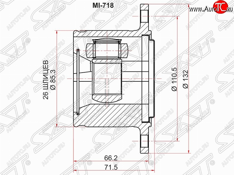 3 899 р. Шрус (внутренний/правый) SAT (26*110.5 мм)  Mitsubishi Challenger  K9-W - Pajero Sport  PA  с доставкой в г. Калуга