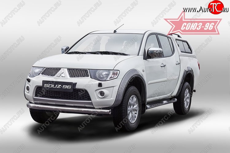 11 654 р. Защита переднего бампера одинарная Souz-96 (d76) Mitsubishi L200 5 KK,KL дорестайлинг (2015-2019)  с доставкой в г. Калуга