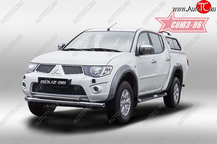 15 254 р. Защита переднего бампера двойная Souz-96 (d76/42) Mitsubishi L200 5 KK,KL дорестайлинг (2015-2019)  с доставкой в г. Калуга