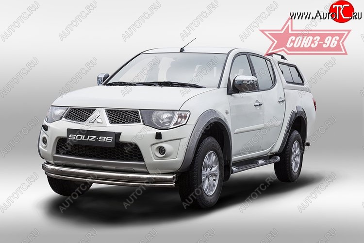 15 254 р. Защита переднего бампера двойная Souz-96 (d76/42) Mitsubishi L200 5 KK,KL дорестайлинг (2015-2019)  с доставкой в г. Калуга