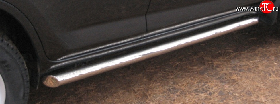 21 749 р. Защита порогов из круглой трубы диаметром 76 мм (рестайлинг) Russtal  Mitsubishi L200 ( 4,  5 KK,KL) (2006-2022) (Защита порогов с со скосами на торцах (вариант 1))  с доставкой в г. Калуга