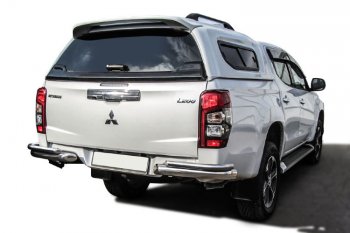 13 499 р. Защита заднего бампера Slitkoff (Ø 76+Ø 42, без бампера)  Mitsubishi L200  5 KK,KL (2018-2022) (Нержавеющая сталь)  с доставкой в г. Калуга. Увеличить фотографию 1