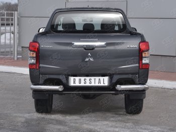 12 999 р. Защита заднего бампера (Ø76 мм уголки, нержавейка) SLITKOFF  Mitsubishi L200  5 KK,KL (2018-2022) рестайлинг  с доставкой в г. Калуга. Увеличить фотографию 1