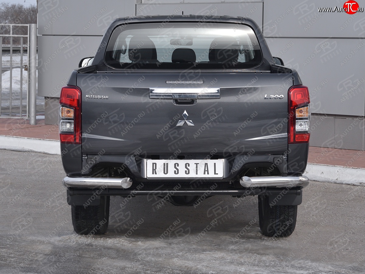 12 999 р. Защита заднего бампера (Ø76 мм уголки, нержавейка) SLITKOFF  Mitsubishi L200  5 KK,KL (2018-2022) рестайлинг  с доставкой в г. Калуга