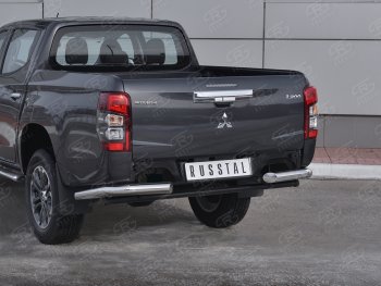 12 999 р. Защита заднего бампера (Ø76 мм уголки, нержавейка) SLITKOFF  Mitsubishi L200  5 KK,KL (2018-2022) рестайлинг  с доставкой в г. Калуга. Увеличить фотографию 3