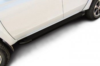 13 799 р. Пороги алюминиевые Slitkoff  Mitsubishi L200  5 KK,KL (2018-2022) (Optima Black )  с доставкой в г. Калуга. Увеличить фотографию 1