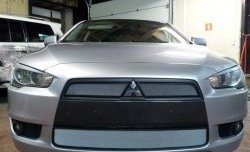 2 399 р. Сетка на бампер (дорестайлинг) Russtal (хром) Mitsubishi Lancer 10 седан дорестайлинг (2007-2010)  с доставкой в г. Калуга. Увеличить фотографию 1