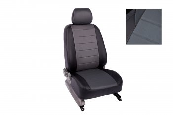 6 249 р. Чехлы для сидений (экокожа, с задним подлокотником) SeiNtex  Mitsubishi Lancer  10 (2007-2010) (черный/серый)  с доставкой в г. Калуга. Увеличить фотографию 1
