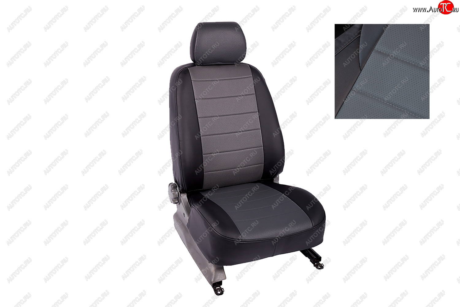 6 249 р. Чехлы для сидений (экокожа, с задним подлокотником) SeiNtex  Mitsubishi Lancer  10 (2007-2010) (черный/серый)  с доставкой в г. Калуга