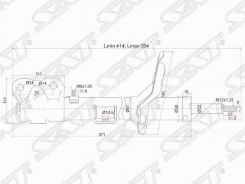 3 169 р. Левый амортизатор передний SAT Mitsubishi Lancer 10 хэтчбек 5 дв рестайлинг (2011-2017)  с доставкой в г. Калуга. Увеличить фотографию 1