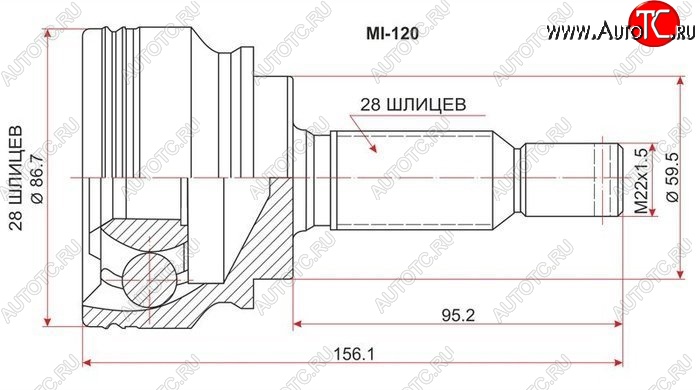 1 889 р. ШРУС SAT (наружный) Mitsubishi Lancer 10 хэтчбэк дорестайлинг (2007-2010)  с доставкой в г. Калуга