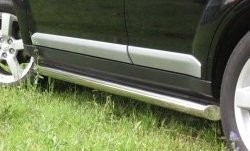 Защита порогов из круглой трубы диаметром 63 мм (дорестайлинг) Russtal Mitsubishi Outlander CU (2003-2009)  (Со скосами на торцах под 45°)