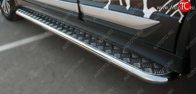 19 749 р. Порожки для ног (Ø42) Russtal  Mitsubishi Outlander  GF (2015-2018) (лист - алюминий, профиль - сталь)  с доставкой в г. Калуга