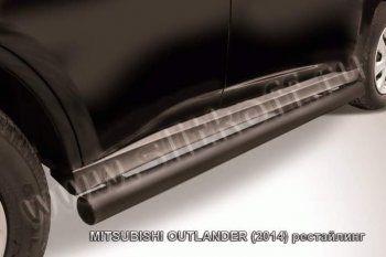7 749 р. Защита порогов Slitkoff  Mitsubishi Outlander  GF (2014-2016) (Цвет: серебристый)  с доставкой в г. Калуга. Увеличить фотографию 1