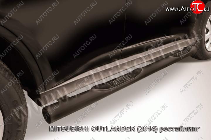 9 749 р. Защита порогов Slitkoff  Mitsubishi Outlander  GF (2015-2018) (Цвет: серебристый)  с доставкой в г. Калуга