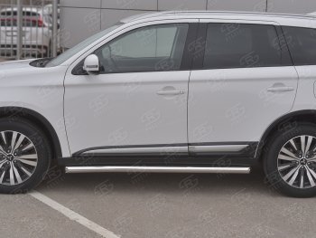 19 999 р. Защита порогов (Ø63 мм, нержавейка) SLITKOFF  Mitsubishi Outlander  GF (2018-2022) 3-ий рестайлинг (Металлические торцы под 45°)  с доставкой в г. Калуга. Увеличить фотографию 2