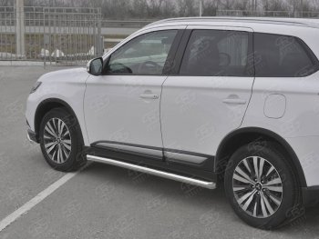 19 999 р. Защита порогов (Ø63 мм, нержавейка) SLITKOFF  Mitsubishi Outlander  GF (2018-2022) 3-ий рестайлинг (Металлические торцы под 45°)  с доставкой в г. Калуга. Увеличить фотографию 3