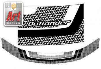2 349 р. Дефлектор капота CA-Plastiс  Mitsubishi Outlander  XL (2005-2009) (Серия Art белая)  с доставкой в г. Калуга. Увеличить фотографию 1