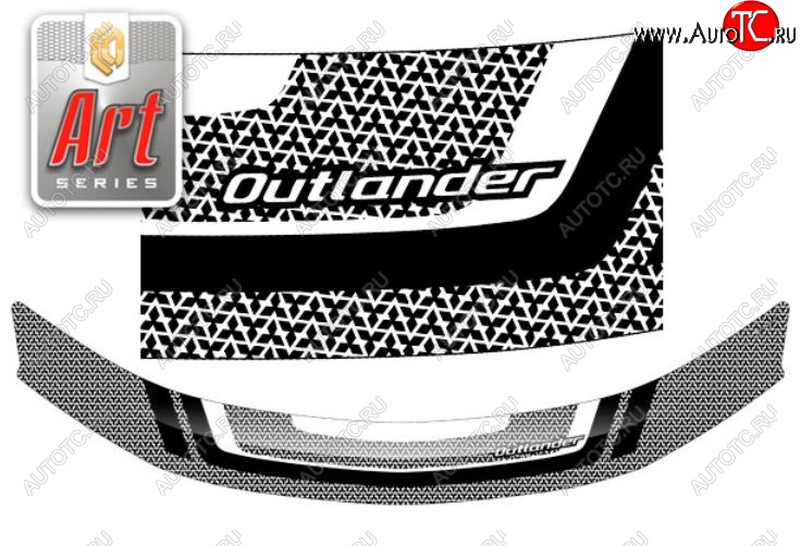 2 349 р. Дефлектор капота CA-Plastiс  Mitsubishi Outlander  XL (2005-2009) (Серия Art черная)  с доставкой в г. Калуга