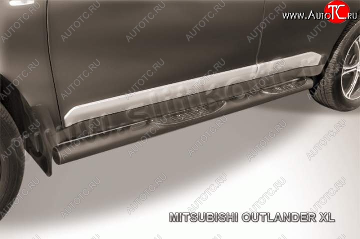 9 749 р. Защита порогов Slitkoff  Mitsubishi Outlander  XL (2005-2009) (Цвет: серебристый)  с доставкой в г. Калуга