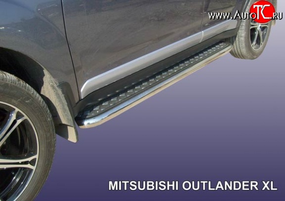 13 549 р. Широкая защита порогов Slitkoff  Mitsubishi Outlander  XL (2005-2009)  с доставкой в г. Калуга