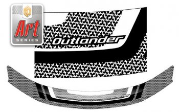 2 349 р. Дефлектор капота CA-Plastiс  Mitsubishi Outlander  XL (2005-2009) (Серия Art серебро)  с доставкой в г. Калуга. Увеличить фотографию 1