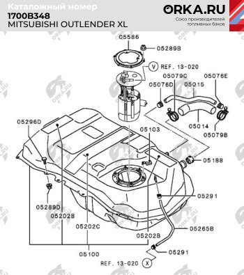 18 999 р. Бак топливный BAKPLAST (50 л., пластиковый, 2 WD)  Mitsubishi Outlander  XL (2005-2013)  с доставкой в г. Калуга. Увеличить фотографию 2