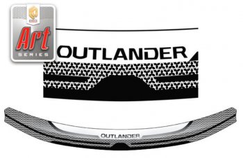 2 349 р. Дефлектор капота CA-Plastiс  Mitsubishi Outlander  GF (2012-2014) (Серия Art графит)  с доставкой в г. Калуга. Увеличить фотографию 1