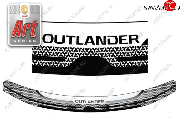 2 349 р. Дефлектор капота CA-Plastiс  Mitsubishi Outlander  GF (2012-2014) (Серия Art графит)  с доставкой в г. Калуга