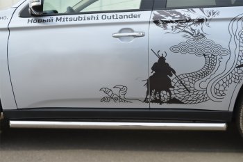 13 849 р. Защита порогов на Russtal (труба D63)  Mitsubishi Outlander  GF (2012-2014) (Защита порогов с со скосами на торцах (вариант 1))  с доставкой в г. Калуга. Увеличить фотографию 4