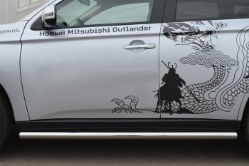 13 849 р. Защита порогов на Russtal (труба D63)  Mitsubishi Outlander  GF (2012-2014) (Защита порогов с закругленными торцами (вариант 3))  с доставкой в г. Калуга. Увеличить фотографию 3
