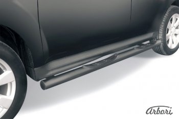 Защита штатных порогов Arbori (с проступью, черная, d76 mm). Mitsubishi Outlander XL (CW)  рестайлинг (2010-2013)
