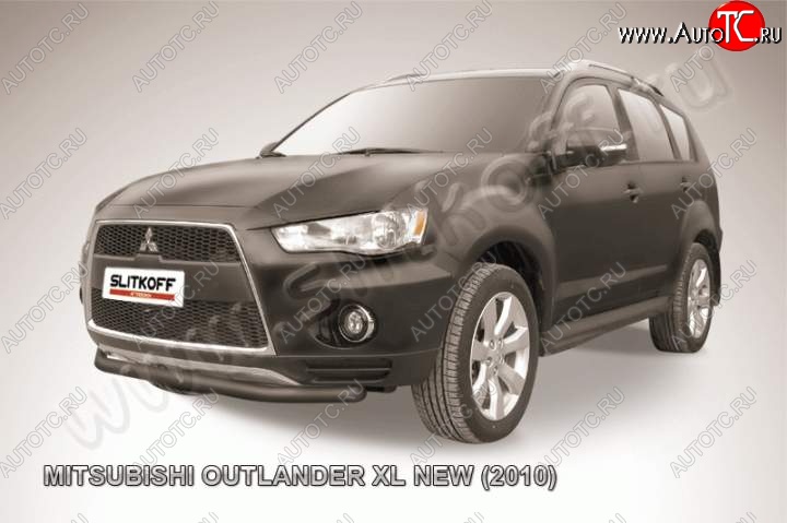 5 999 р. Защита переднего бампер Slitkoff  Mitsubishi Outlander  XL (2010-2013) (Цвет: серебристый)  с доставкой в г. Калуга