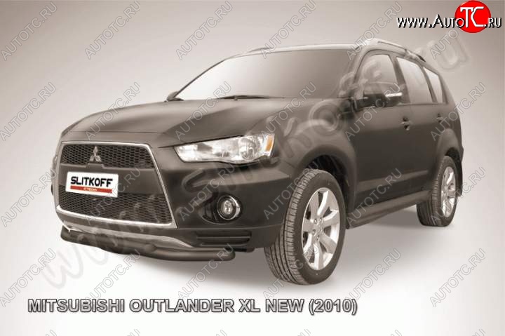 7 449 р. Защита переднего бампер Slitkoff  Mitsubishi Outlander  XL (2010-2013) (Цвет: серебристый)  с доставкой в г. Калуга