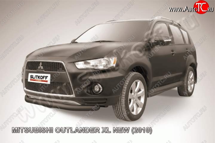 6 449 р. защита переднего бампера Slitkoff  Mitsubishi Outlander  XL (2010-2013) (Цвет: серебристый)  с доставкой в г. Калуга