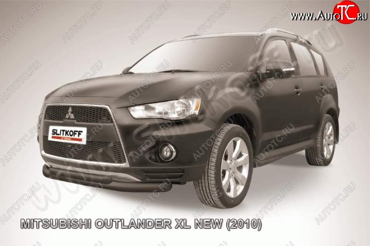 8 899 р. Защита переднего бампер Slitkoff  Mitsubishi Outlander  XL (2010-2013) (Цвет: серебристый)  с доставкой в г. Калуга